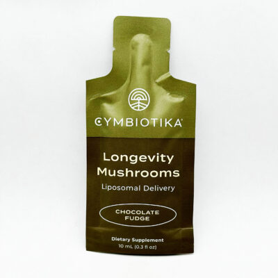 A green longevity functional mushrooms pouch.